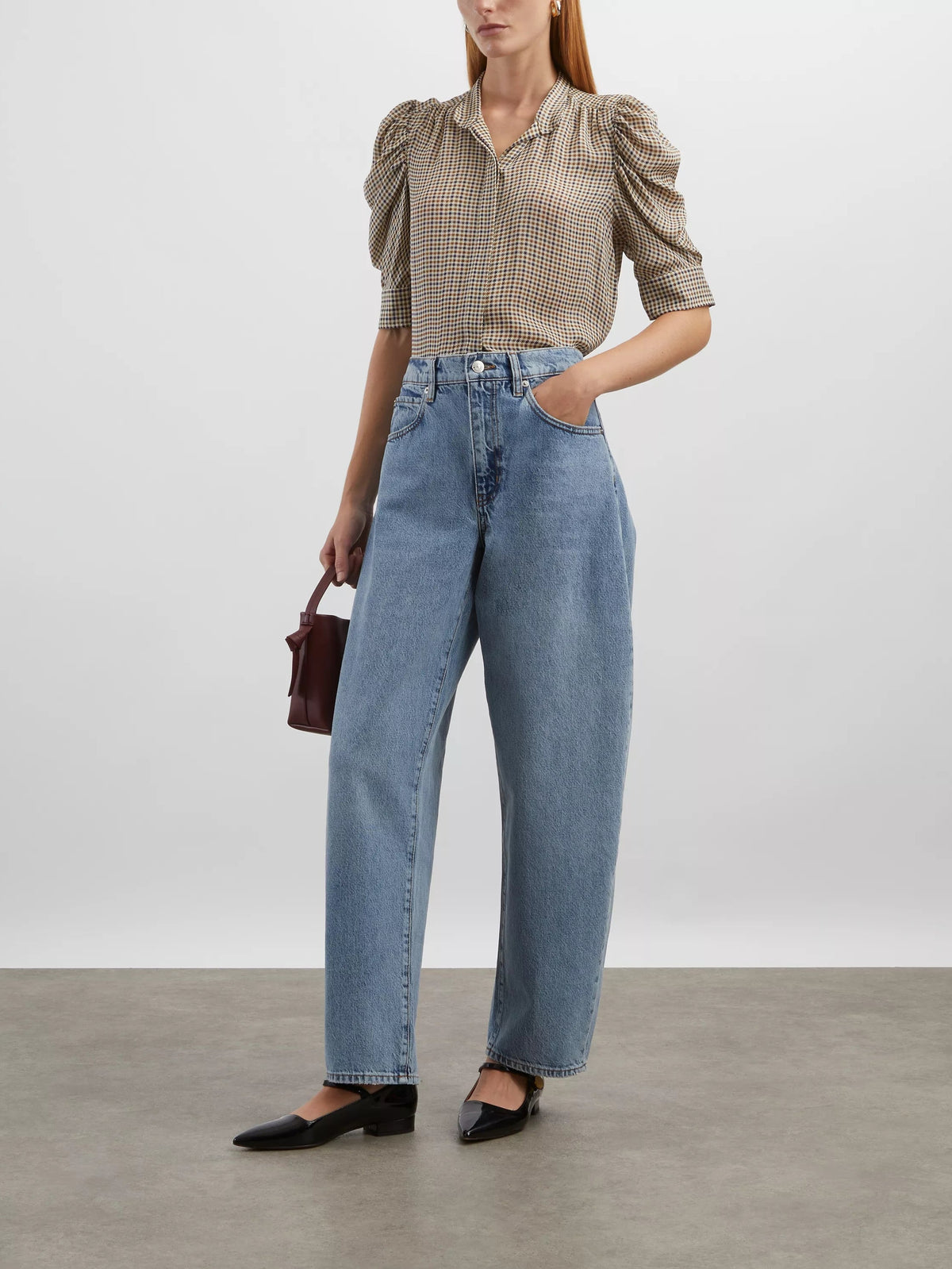 Blouse Gillian à motif pied-de-poule en soie - Houndstooth
