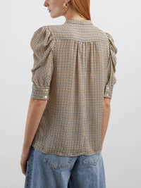 Blouse Gillian à motif pied-de-poule en soie - Houndstooth