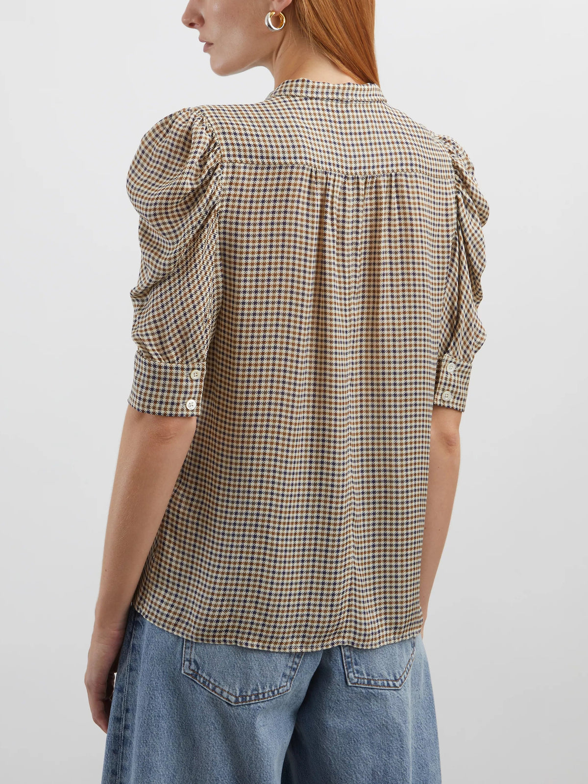 Blouse Gillian à motif pied-de-poule en soie - Houndstooth