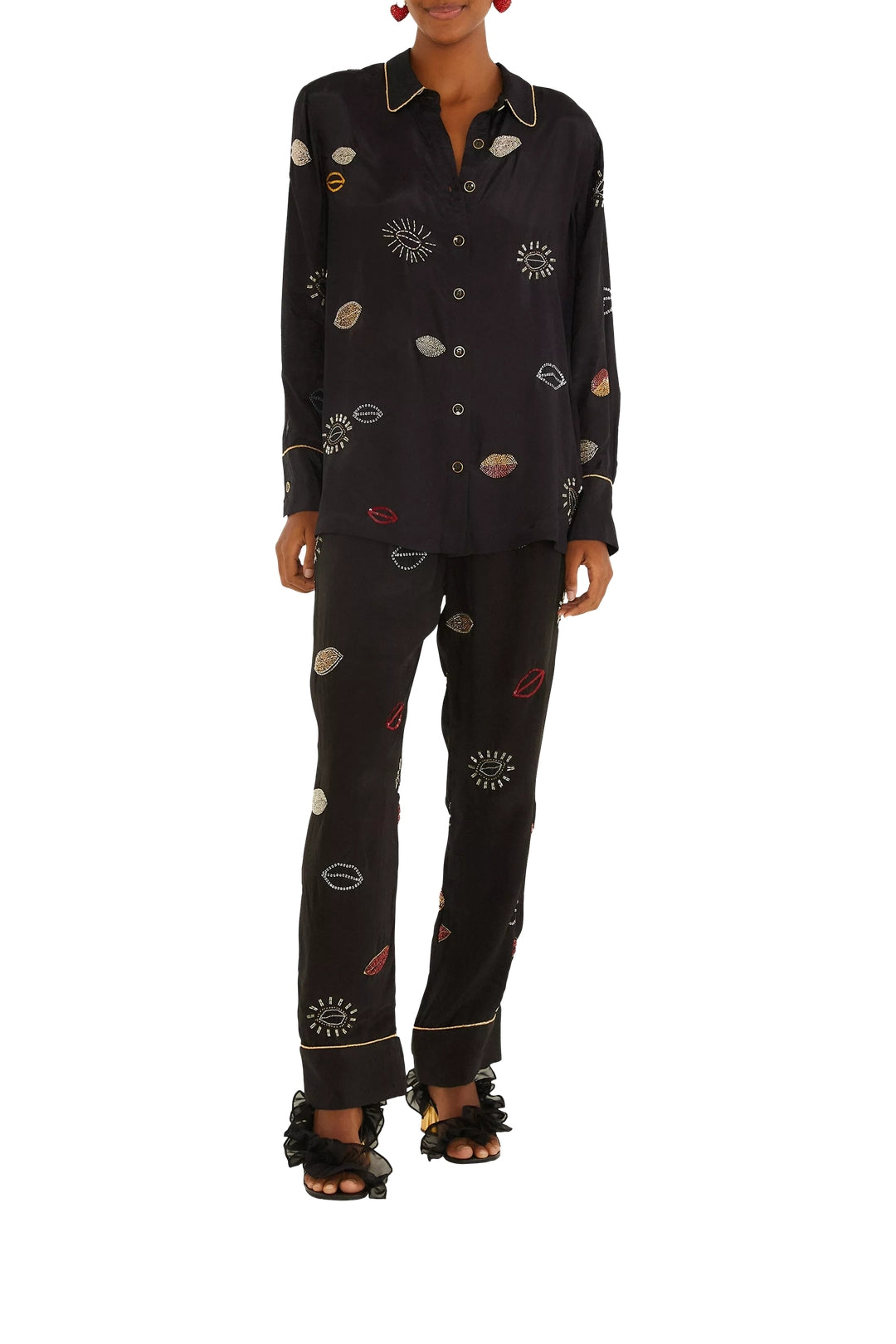 Beaded Kisses Shirt - Black