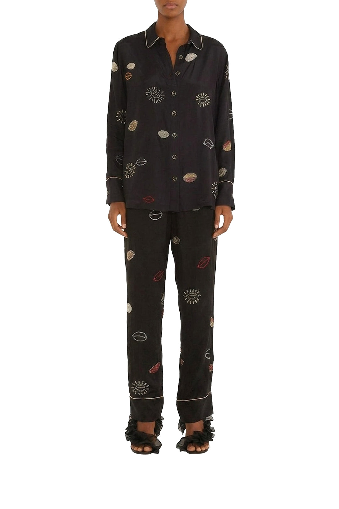 Beaded Kisses Trousers - Black