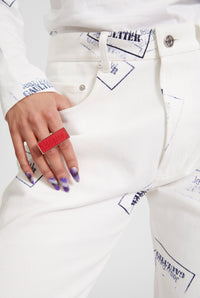 Pantalon unisexe Les Punks en denim - White & Navy