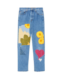 Patched Up 501 Straight Jeans - Assorted Indigo Floral