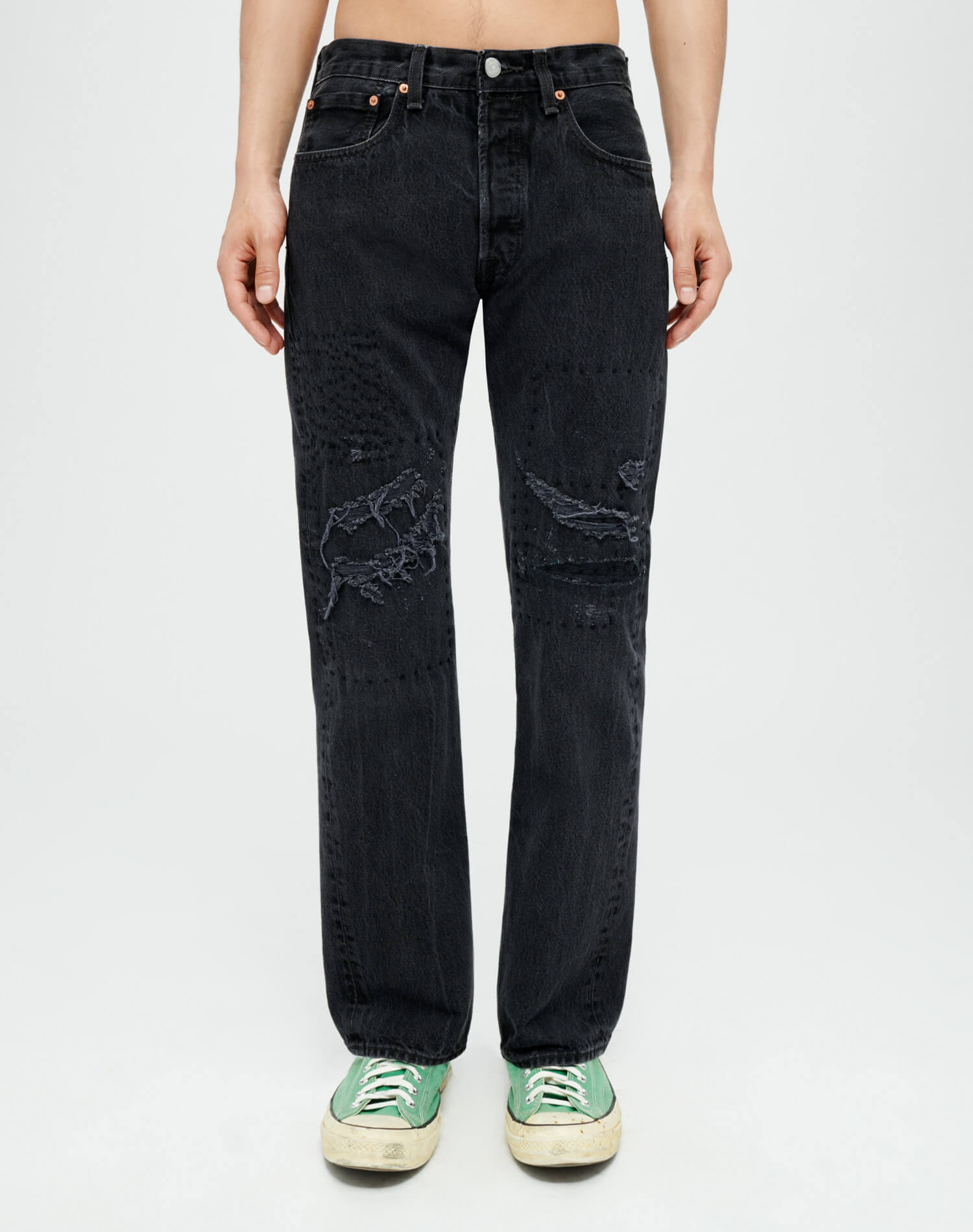 Sashiko 501 Straight Jeans - Vintage Black