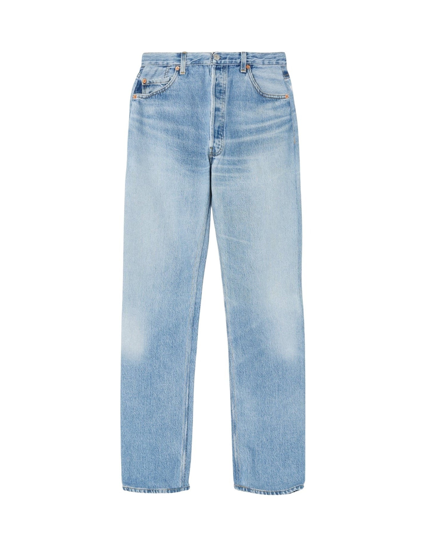 70's Straight Jeans - Indigo Ass Rip