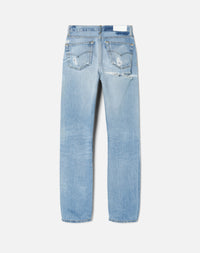 70's Straight Jeans - Indigo Ass Rip