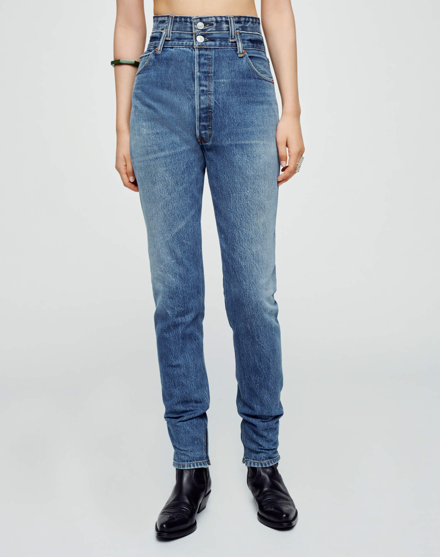 Jean skinny à double taille - Indigo