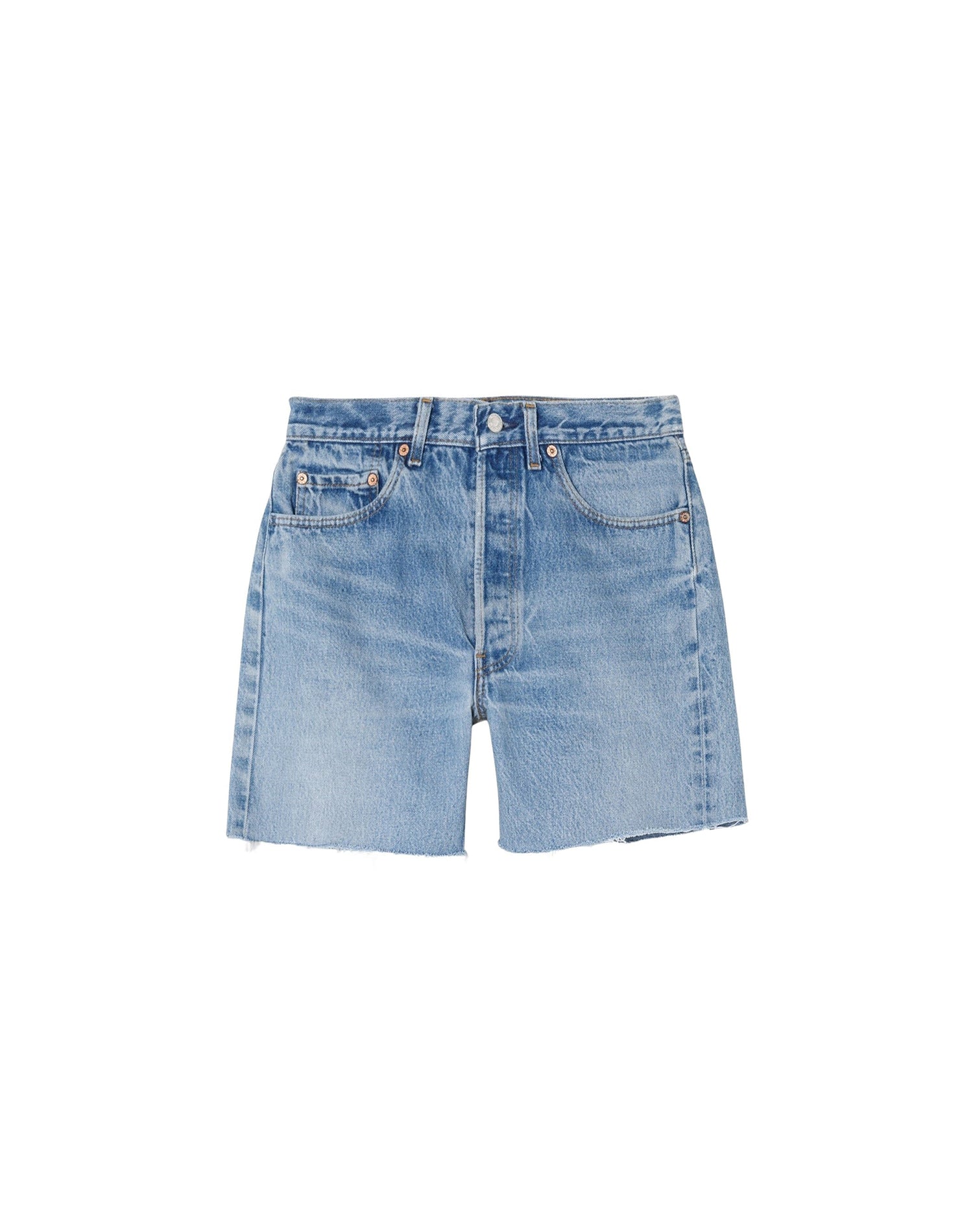 Mid-length denim shorts - Indigo