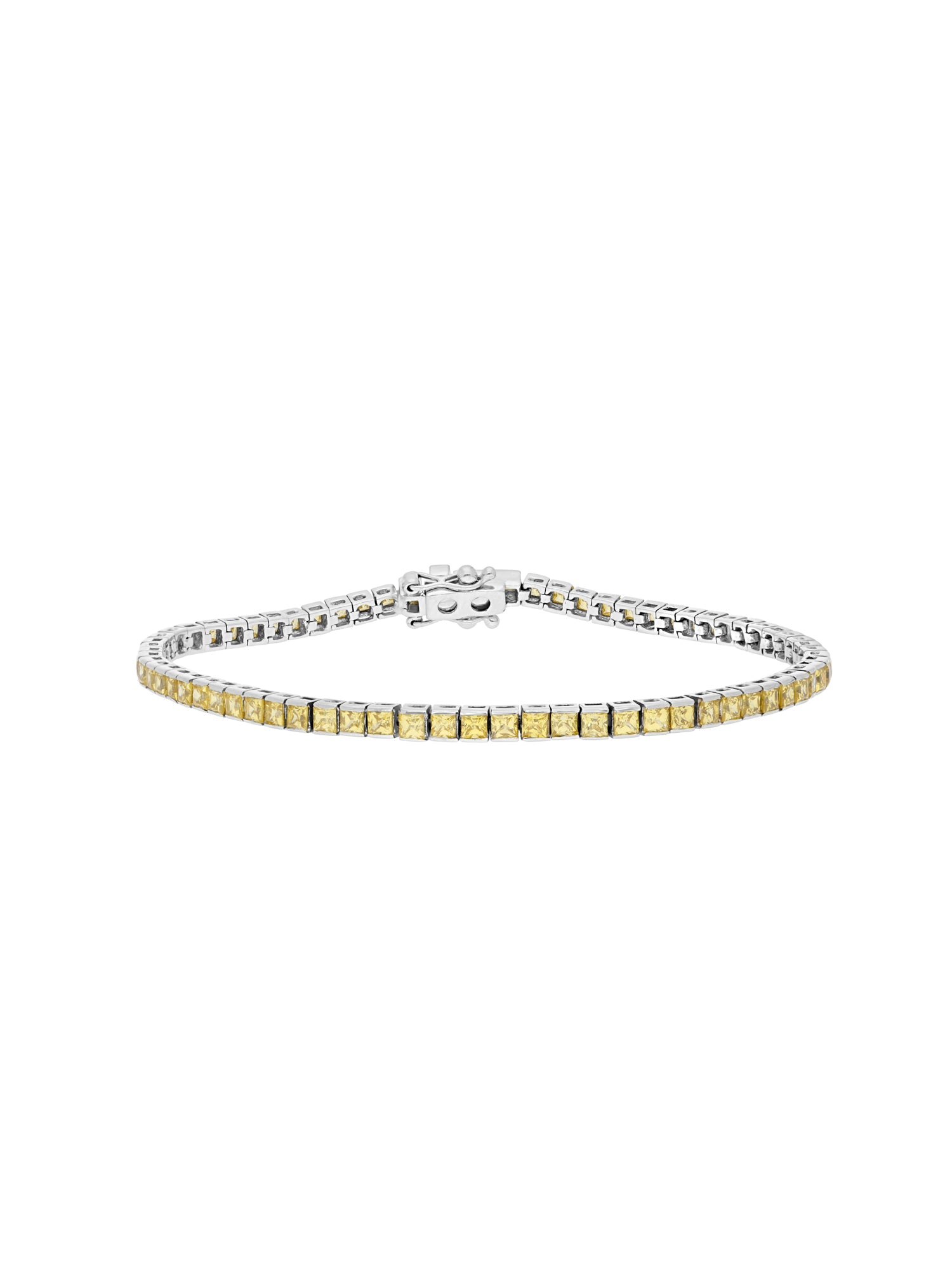 1qty DJV / QTY DISPO : 1-QTY VENDUES : 0-ST : 0% PRIX DJV : 850€ // Or gris 18 ct Bracelet rivière sur or gris 18 carat serti de burmalite™ taille princesse blanche /// RECO : 680€