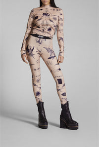 Legging JPG x Sacai imprimé - Beige