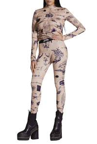 Legging JPG x Sacai imprimé - Beige