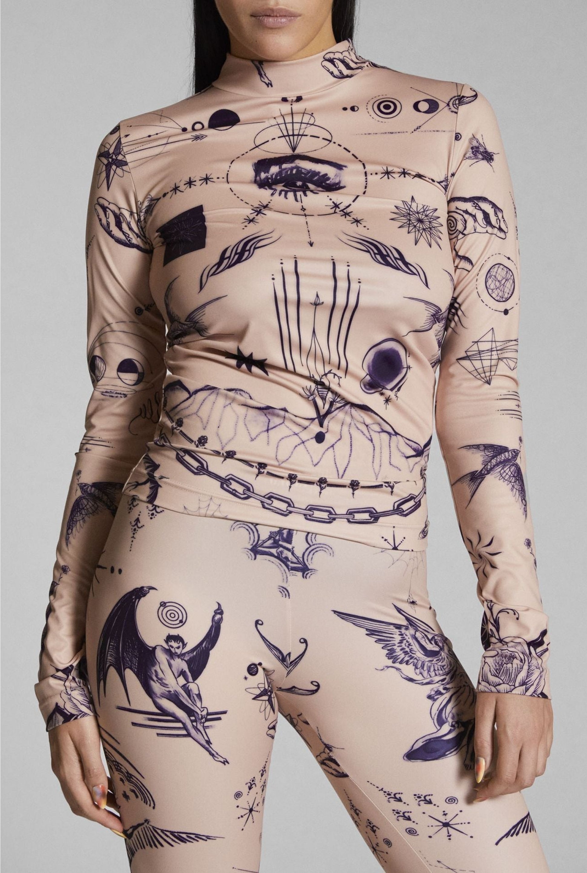 Legging JPG x Sacai imprimé - Beige