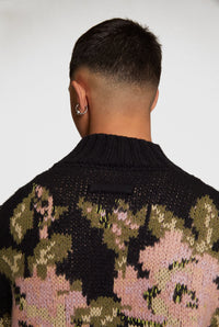 Pull Les Punks en laine mélangée - Black & Pink & Green