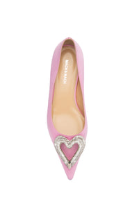 Triple Heart ballerinas in silk & strass - Pink