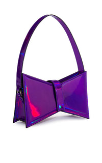 Butterfly handbag in metallic leather - Purple