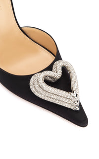 Triple Heart 110 strappy pumps in silk & strass - Black