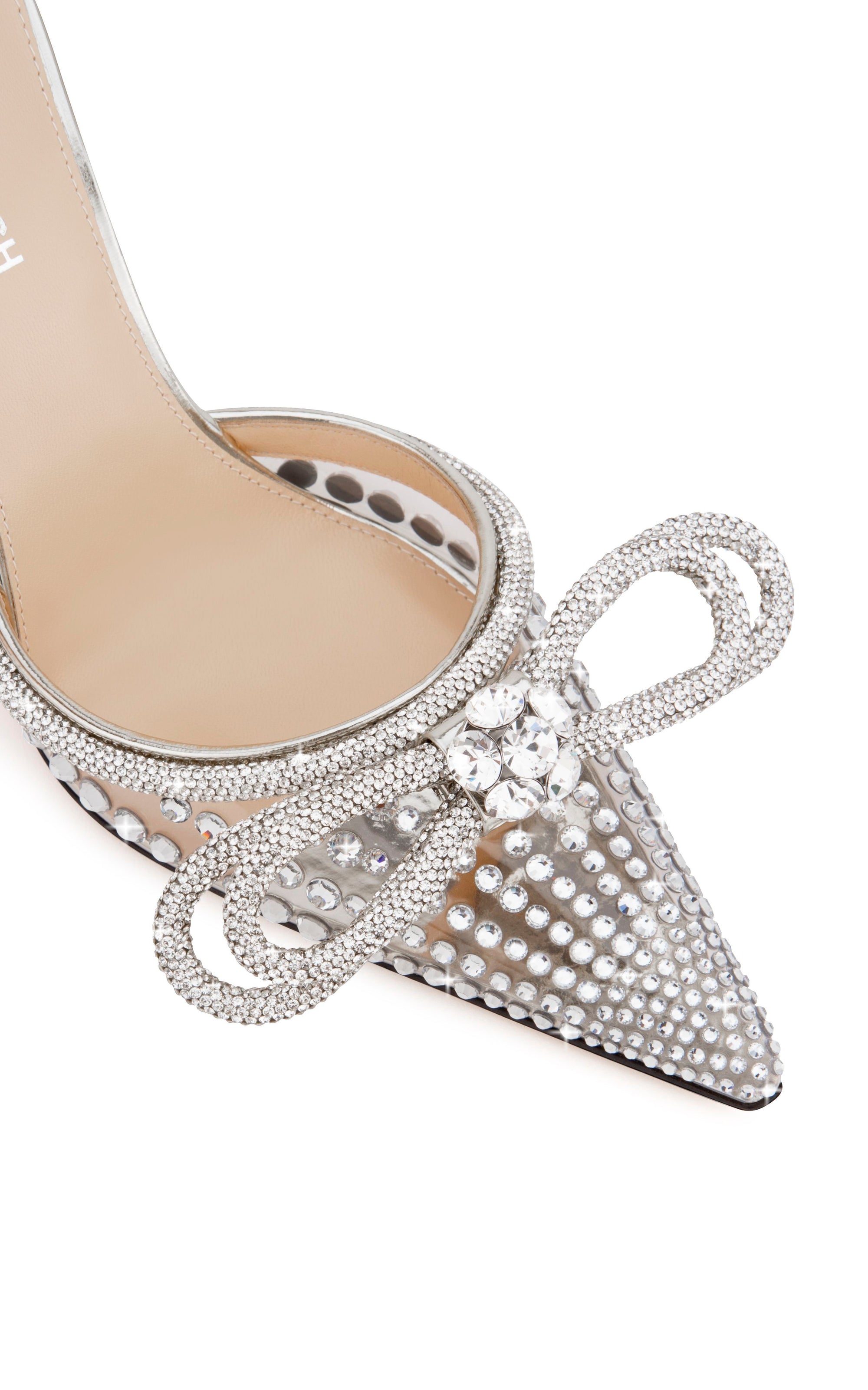 Double Bow 95 strappy pumps with rhinestone embellishments - Light Gold