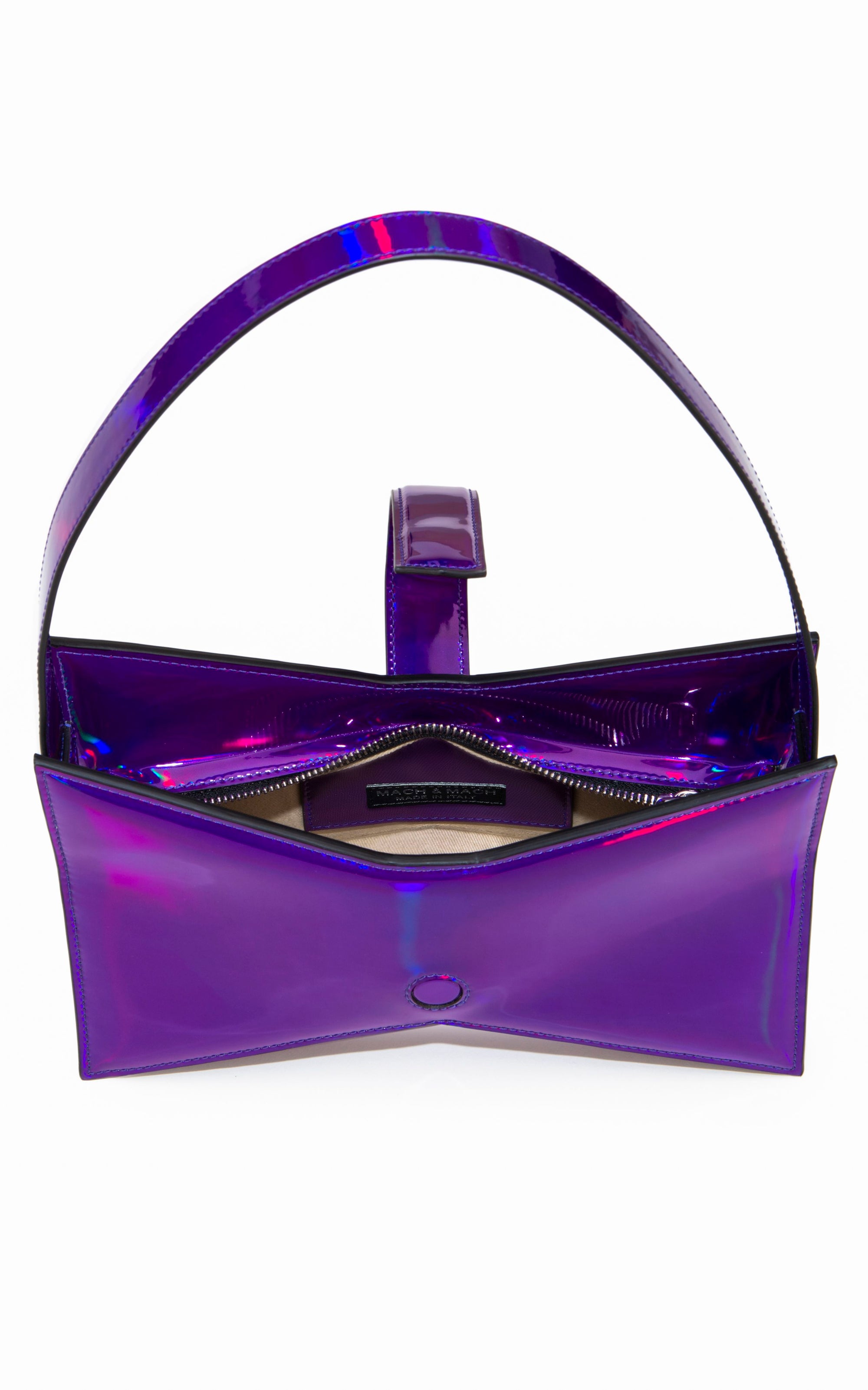 Butterfly handbag in metallic leather - Purple