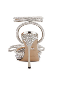 Double Bow 95 strappy pumps with rhinestone embellishments - Light Gold