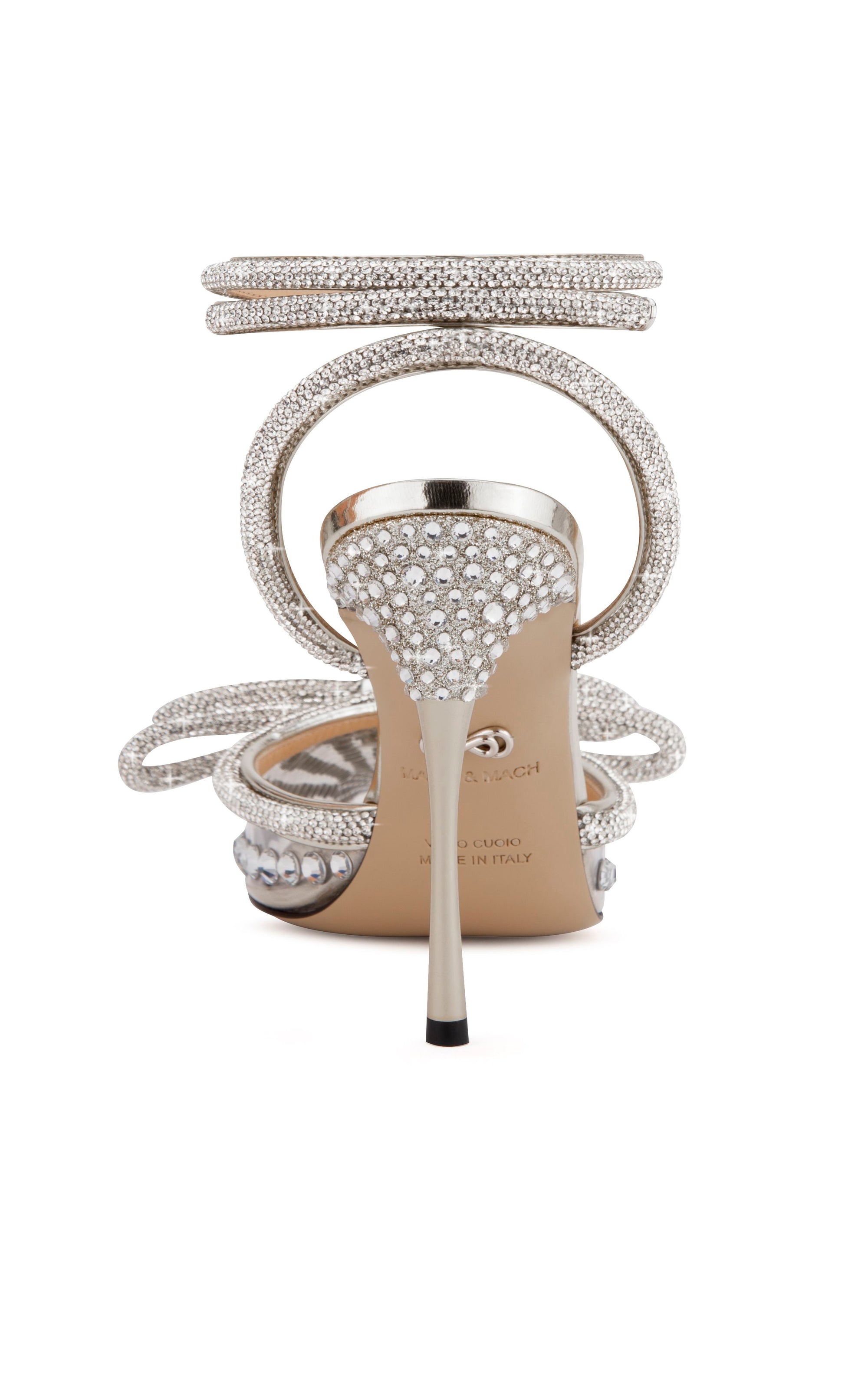 Double Bow 95 strappy pumps with rhinestone embellishments - Light Gold