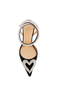 Triple Heart 110 strappy pumps in silk & strass - Black