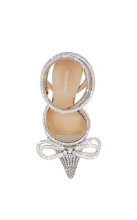 Double Bow 95 strappy pumps with rhinestone embellishments - Light Gold