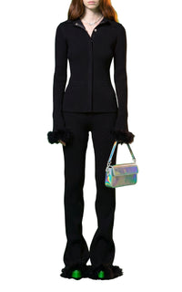 Long-sleeved jumper with feathers - Black