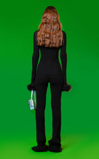 Long-sleeved jumper with feathers - Black