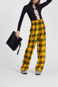 Pantalon Les Punks à motif tartan en laine - Yellow & Black