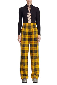 Pantalon unisexe Les Punks à motif tartan en laine - Yellow & Black