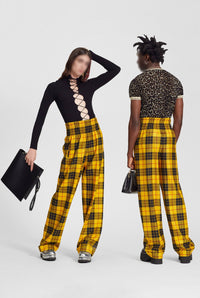 Pantalon Les Punks à motif tartan en laine - Yellow & Black