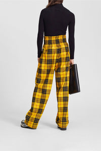 Pantalon Les Punks à motif tartan en laine - Yellow & Black