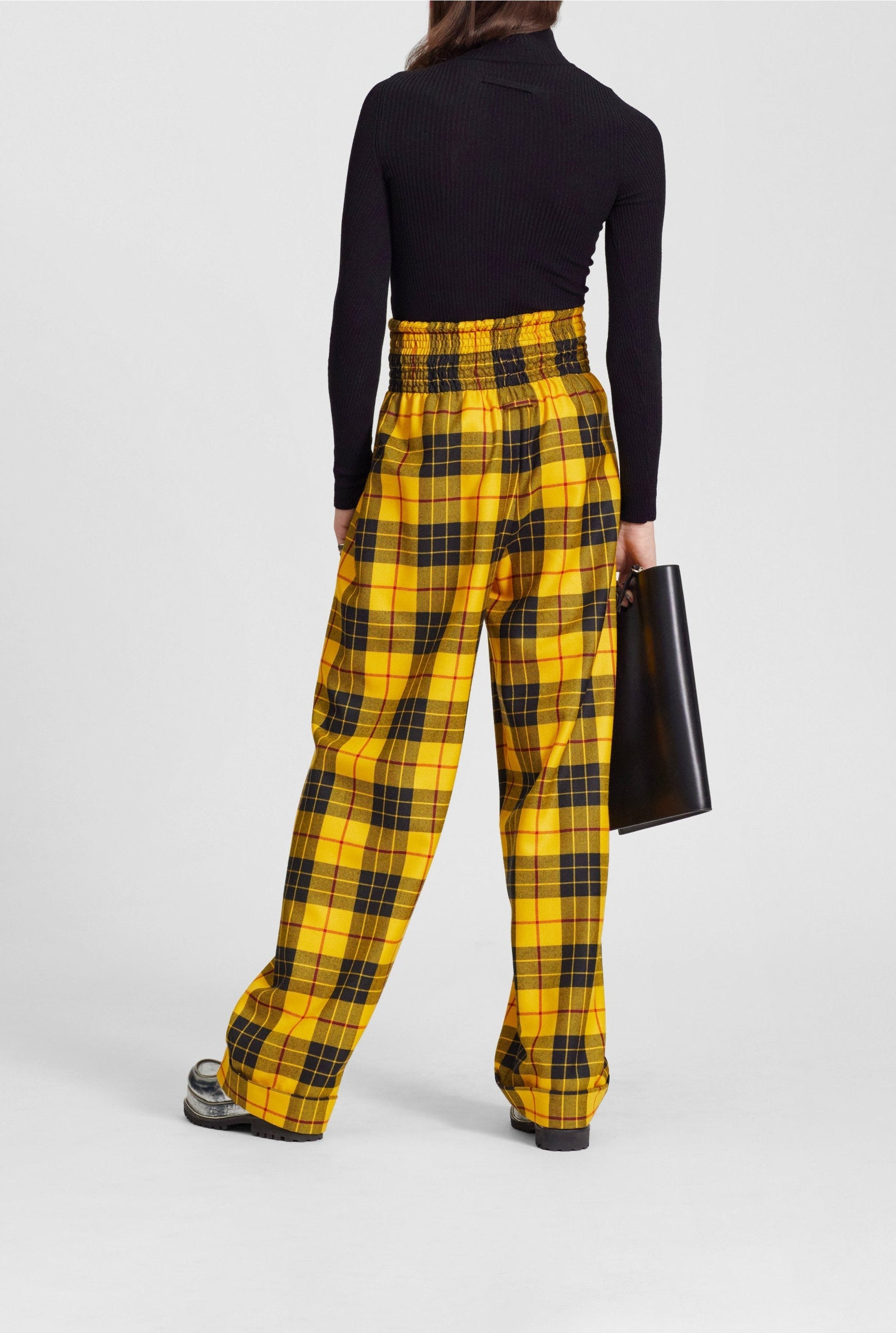 Pantalon Les Punks à motif tartan en laine - Yellow & Black