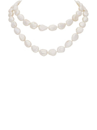 1qty DJV / QTY DISPO : 1-QTY VENDUES : 0-ST : 0% PRIX DJV : 750€ // 0 Sautoir 90cm perles d'eau douce baroques blanches semi plates /// RECO : 875€