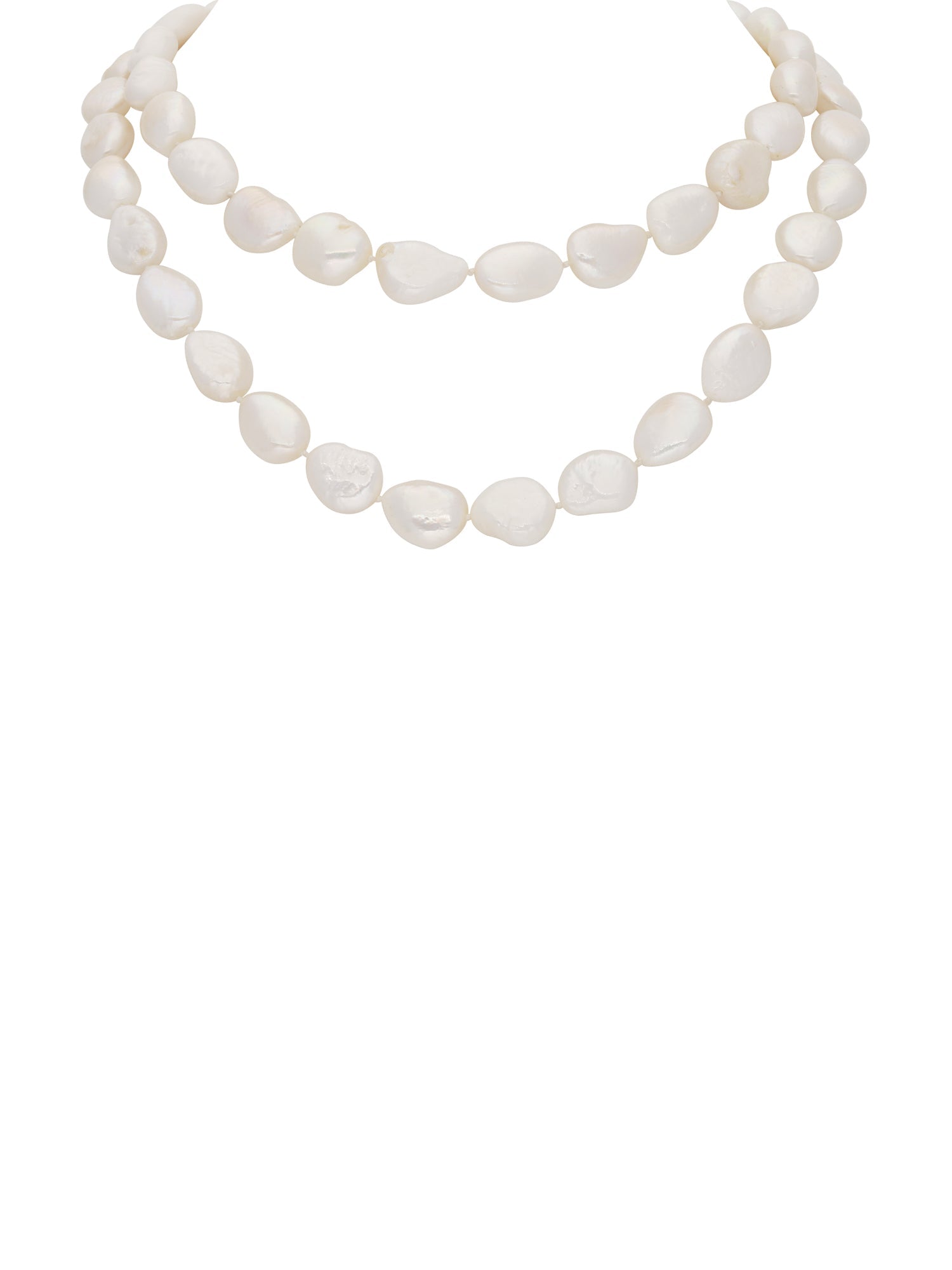 1qty DJV / QTY DISPO : 1-QTY VENDUES : 0-ST : 0% PRIX DJV : 750€ // 0 Sautoir 90cm perles d'eau douce baroques blanches semi plates /// RECO : 875€