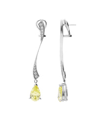 1qty NEW / Or blanc 18 ct Boucles d'oreilles en or blanc 18 cts pavées de Burmalite et taille poire jonquille // RECO : 288€