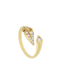 1qty NEW / Or blanc 18 ct Bague Toi & Moi Comme une Plume en or blanc 18 carats // RECO : 495€