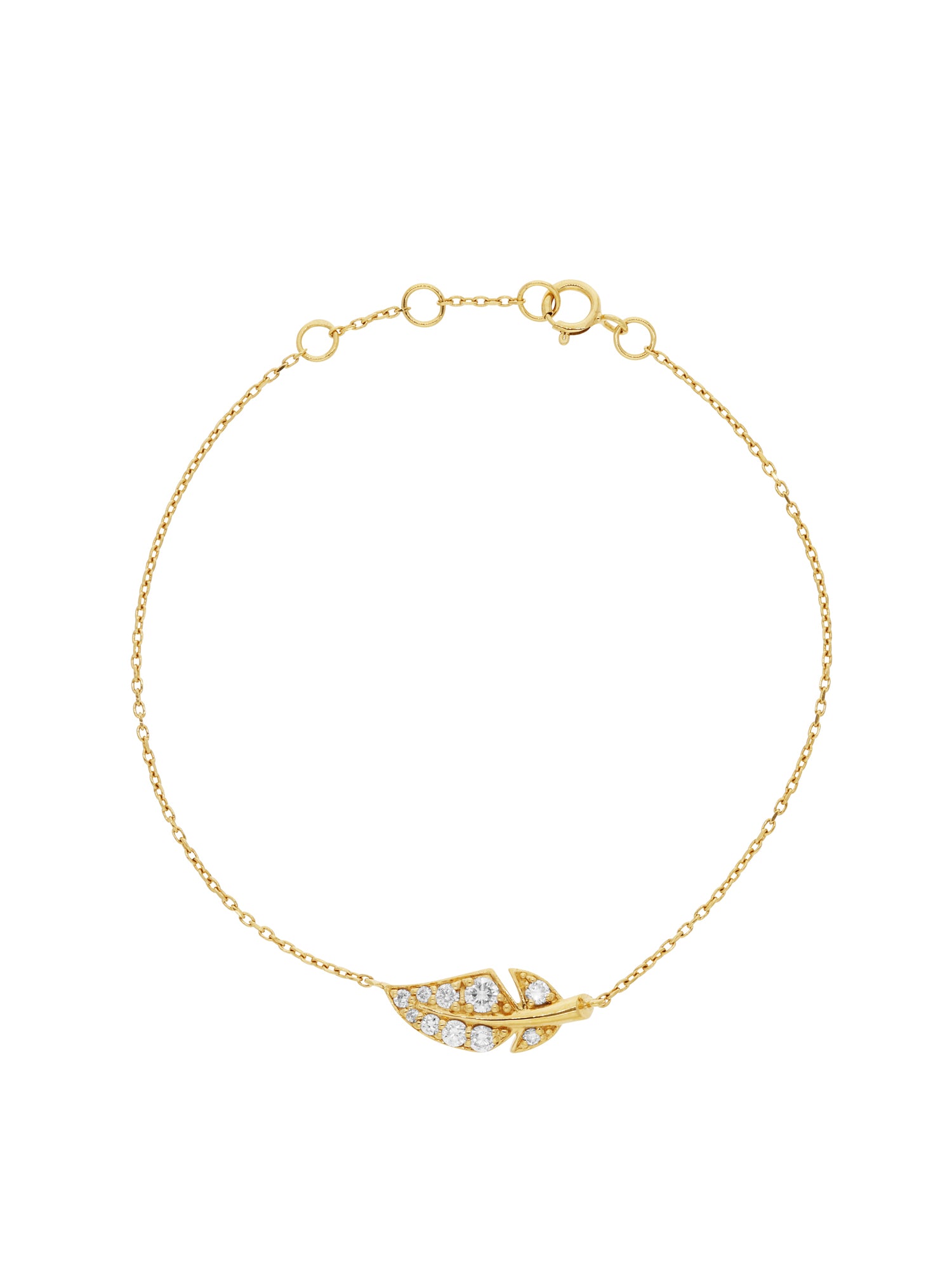 2qty NEW / Or rose 18 ct Bracelet comme une Plume sur or rose serti de diamant synthétiques taille brillant // RECO : 495€