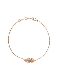 2qty NEW / Or rose 18 ct Bracelet comme une Plume sur or rose 18 carat serties de diamants synthétiques 0 // RECO : 495€