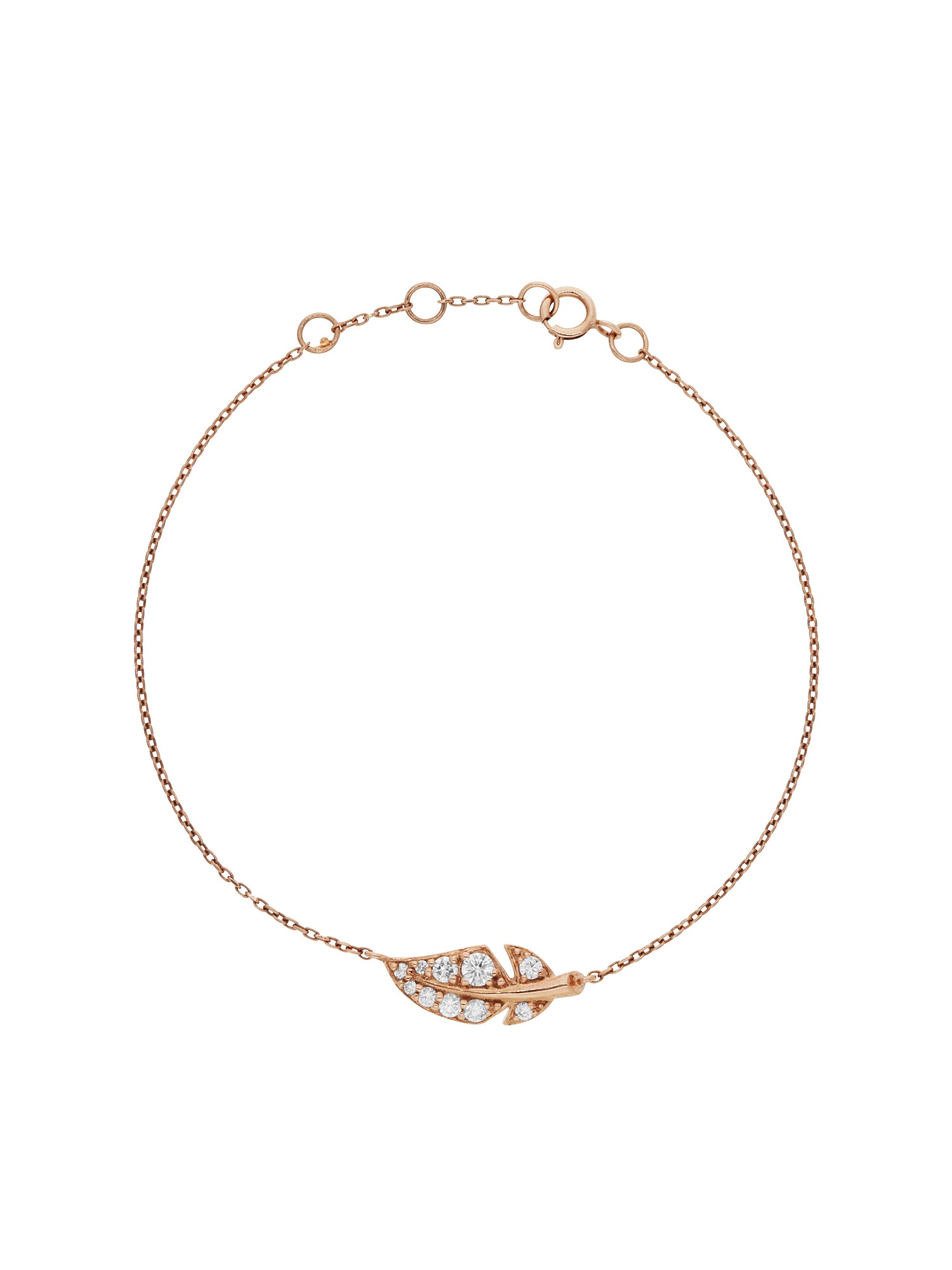 2qty NEW / Or rose 18 ct Bracelet comme une Plume sur or rose 18 carat serties de diamants synthétiques 0 // RECO : 495€