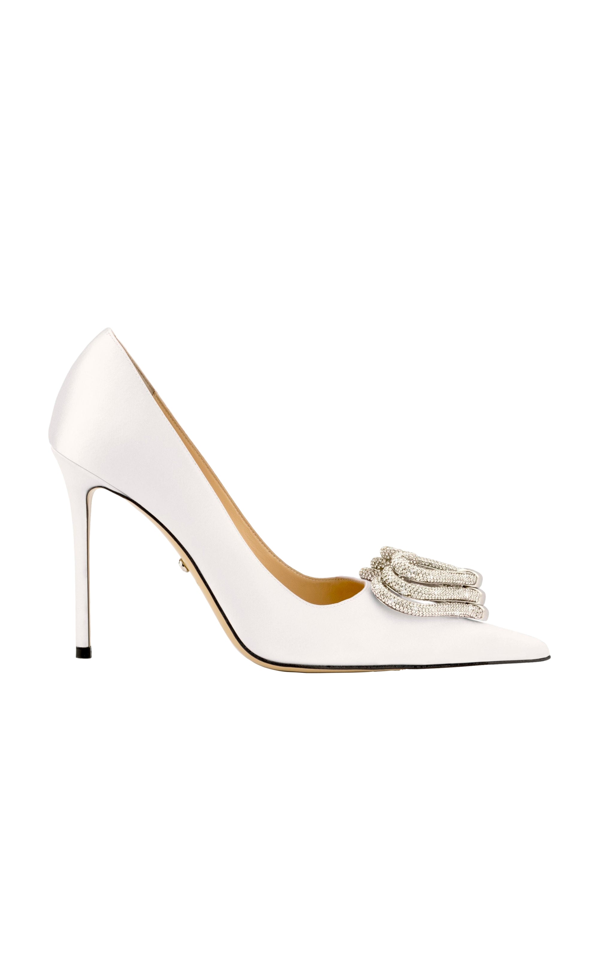 Triple Heart 110 silk & strass pumps - White