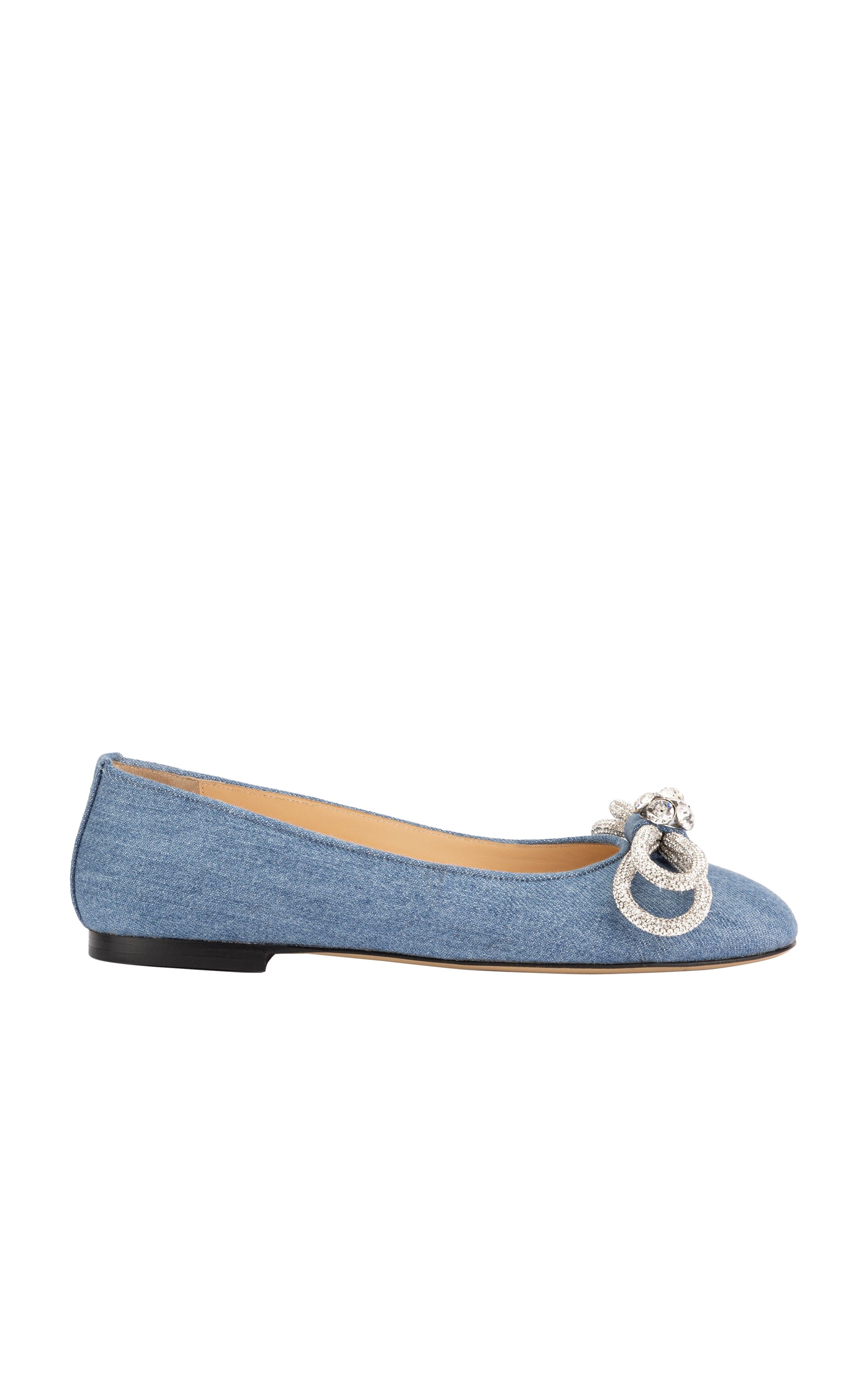 Double Bow rhinestone ballerinas - Denim Blue