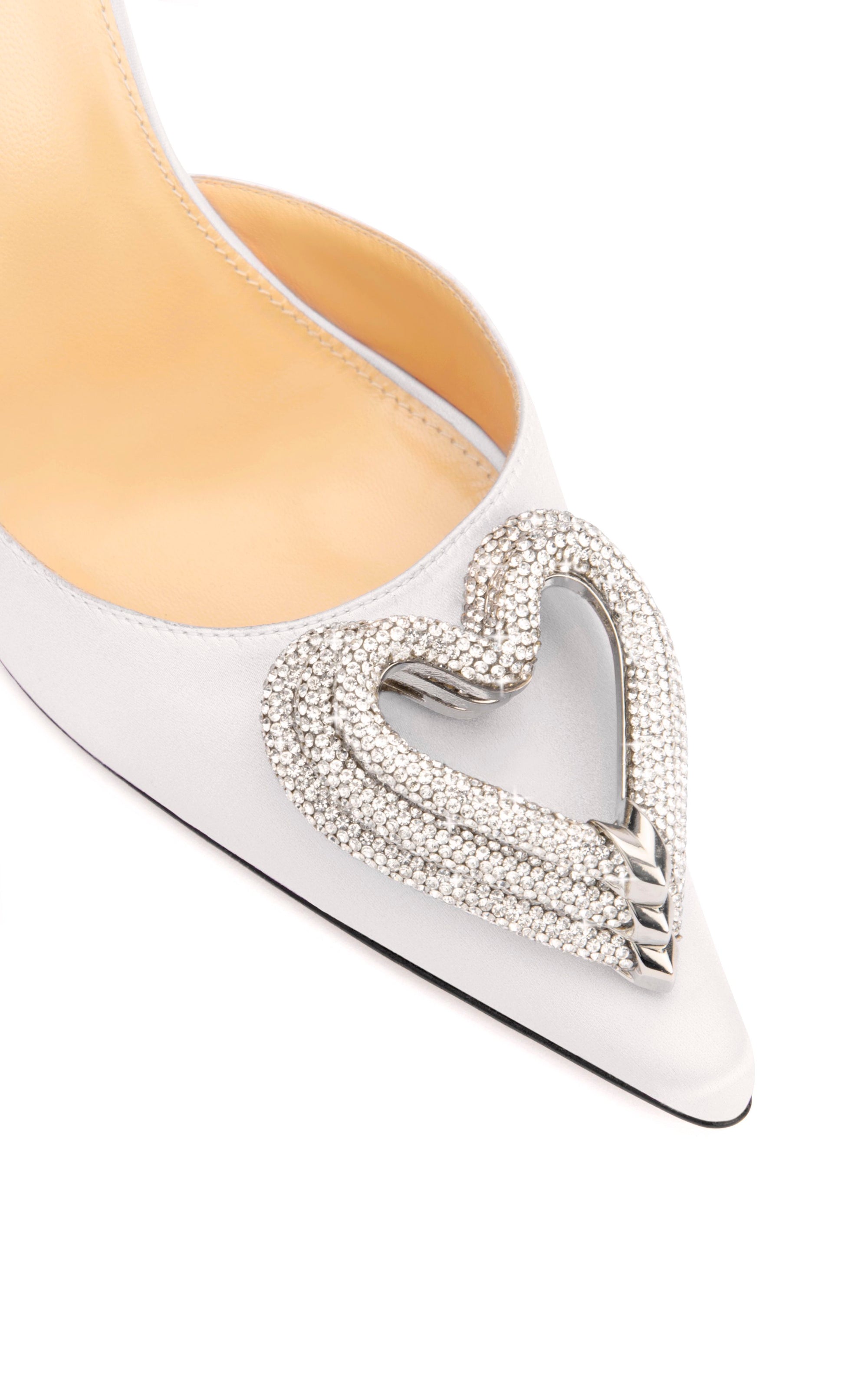 Triple Heart 110 strappy pumps in silk & strass - White