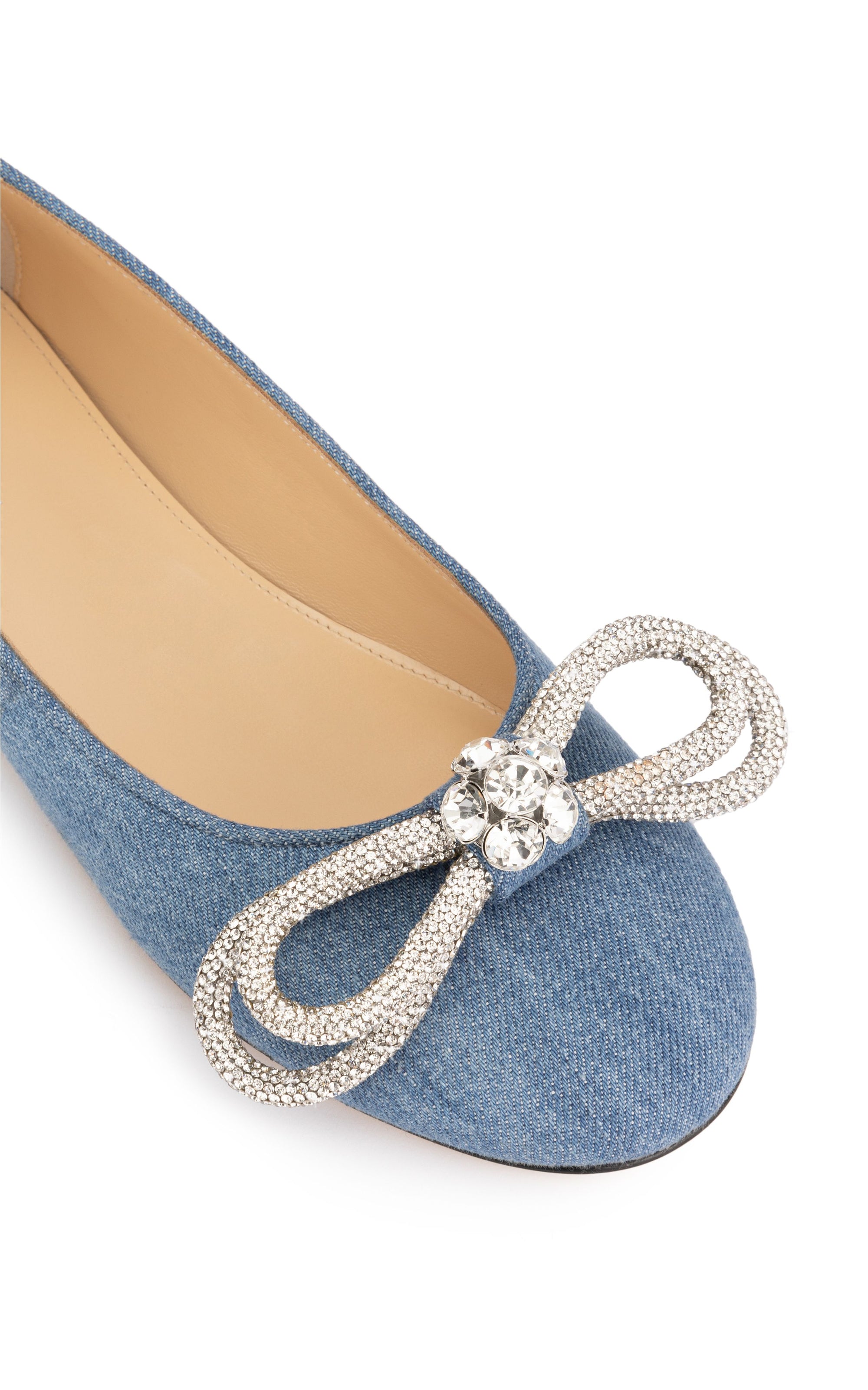 Double Bow rhinestone ballerinas - Denim Blue