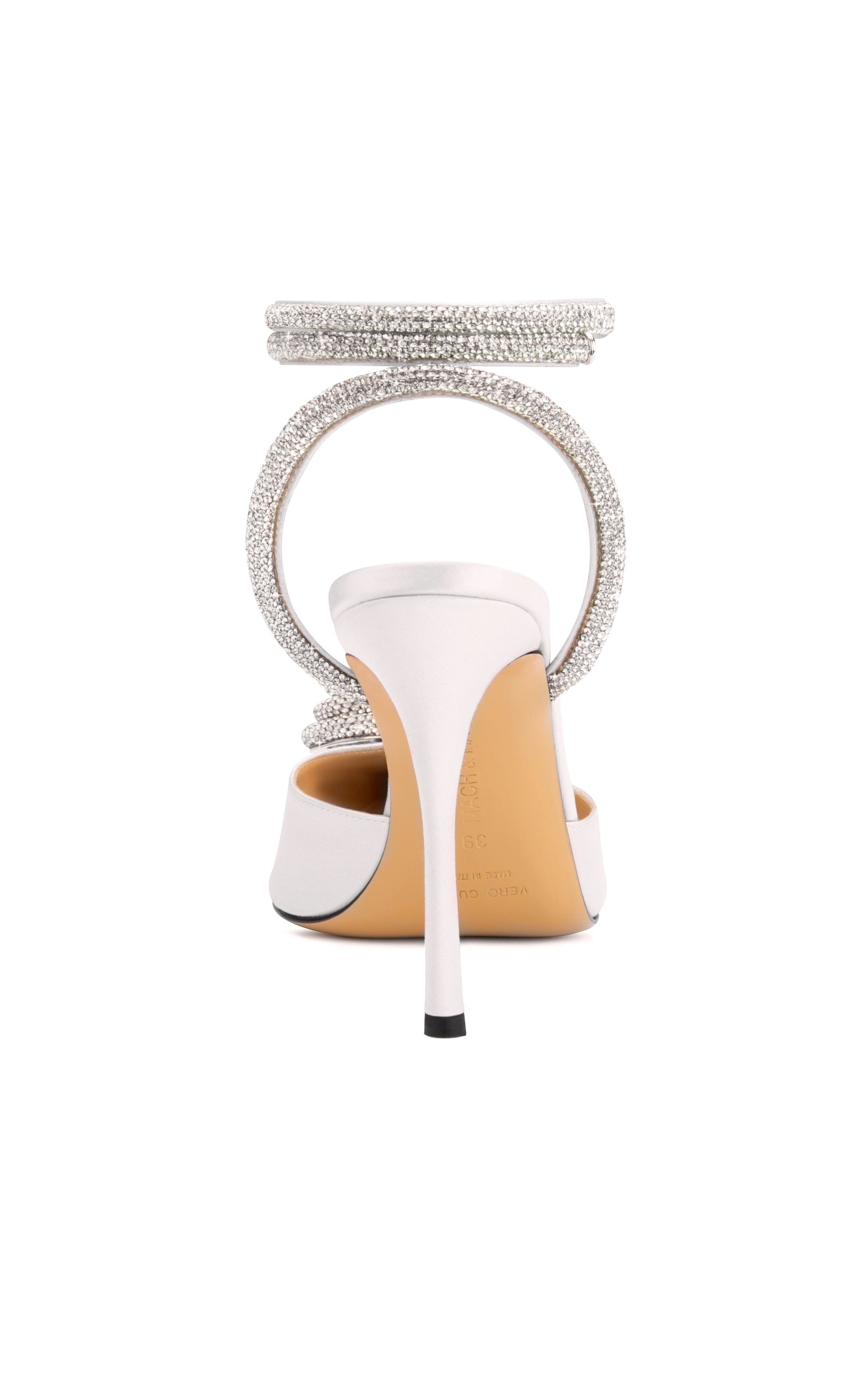 Triple Heart 110 strappy pumps in silk & strass - White