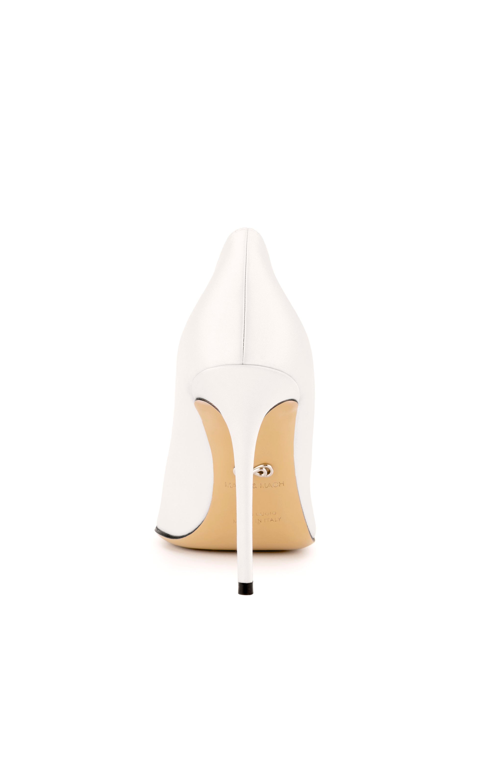 Triple Heart 110 silk & strass pumps - White