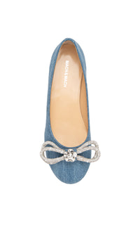 Double Bow rhinestone ballerinas - Denim Blue