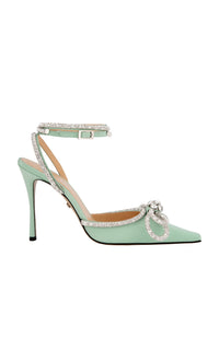 Double Bow 110 strappy pumps with rhinestones - Pastel Lime Green