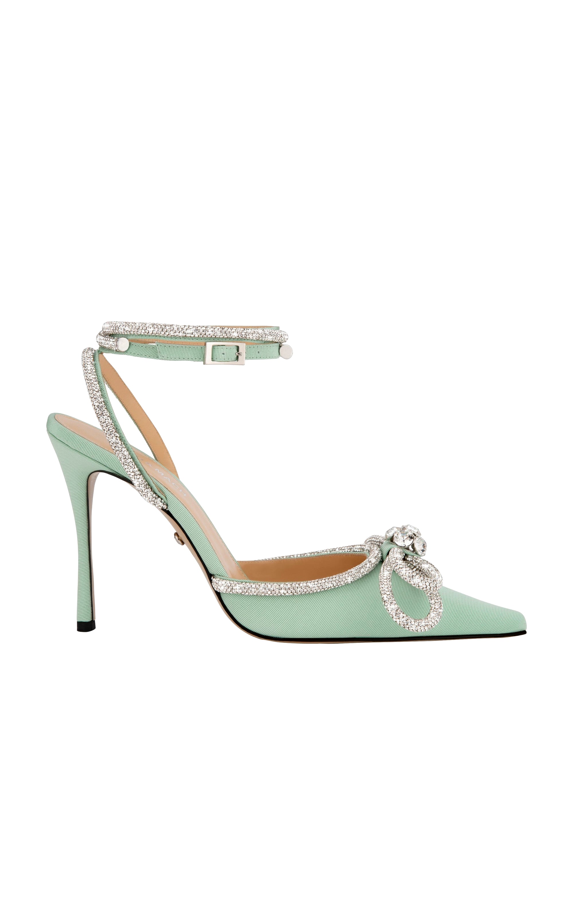 Double Bow 110 strappy pumps with rhinestones - Pastel Lime Green