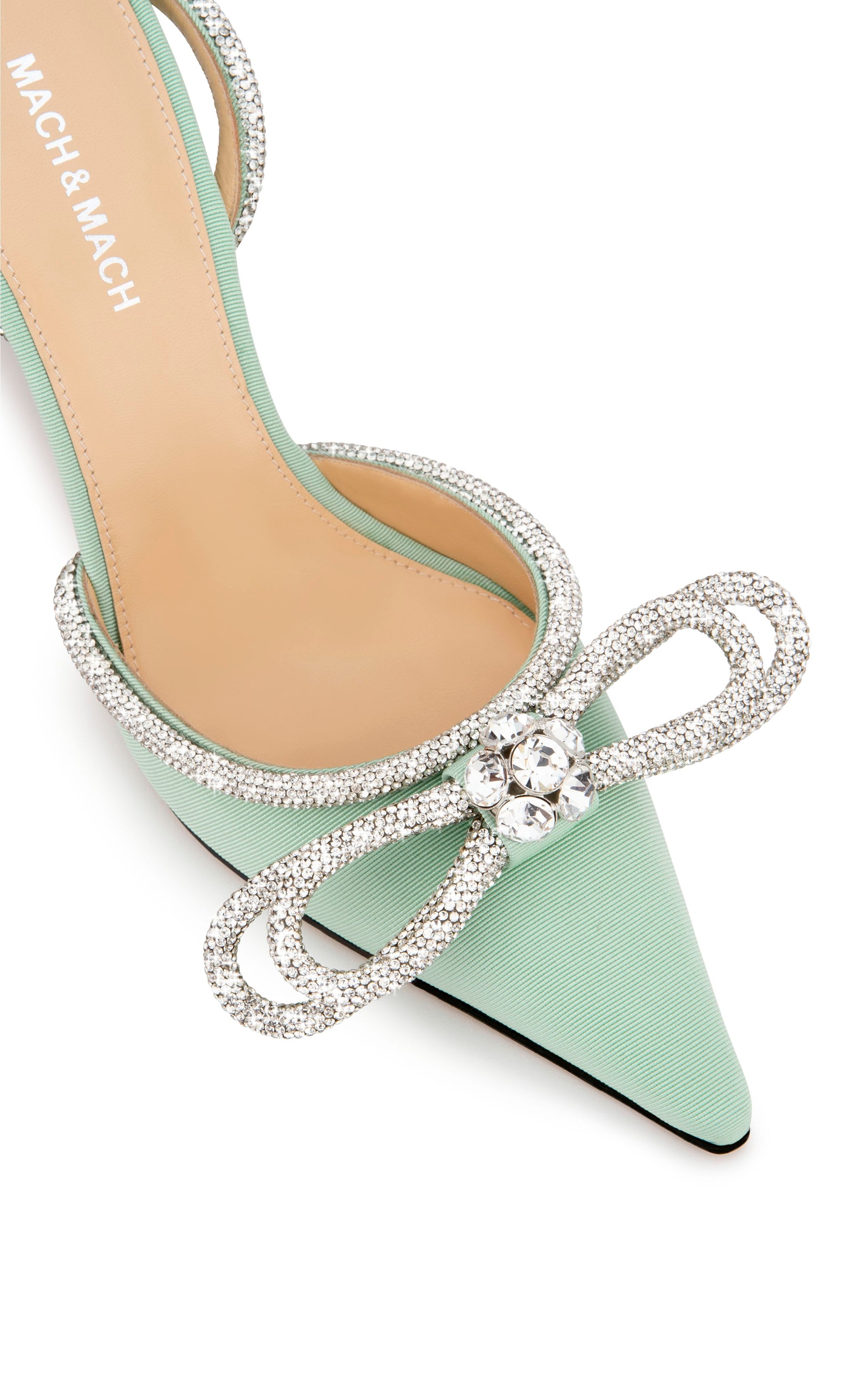 Double Bow 110 strappy pumps with rhinestones - Pastel Lime Green